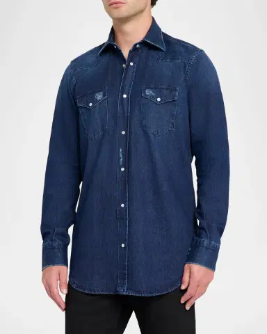 Sartorio Men's Cotton Pocket Button-Down Shirt | Thumbnail 3