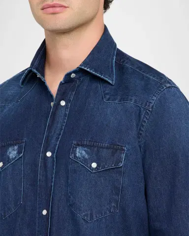 Sartorio Men's Cotton Pocket Button-Down Shirt | Thumbnail 4
