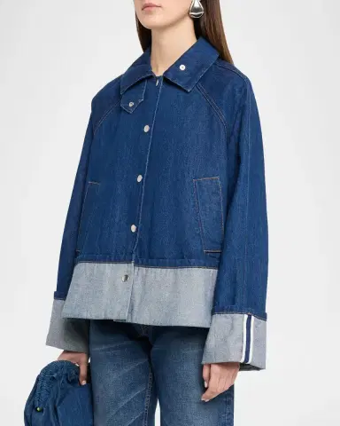 Brandon Maxwell Wells Trapeze Denim Jacket | Thumbnail 3 Brandon Maxwell Wells Trapeze Denim Jacket | Thumbnail 3