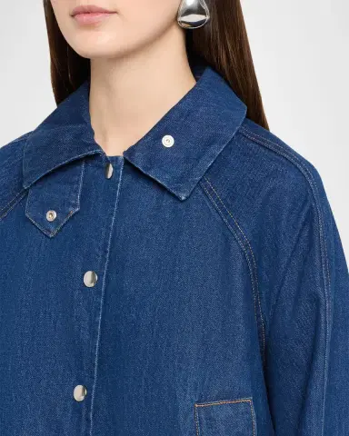 Brandon Maxwell Wells Trapeze Denim Jacket | Thumbnail 4 Brandon Maxwell Wells Trapeze Denim Jacket | Thumbnail 4