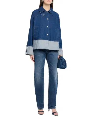 Brandon Maxwell Wells Trapeze Denim Jacket | Thumbnail 1 Brandon Maxwell Wells Trapeze Denim Jacket | Thumbnail 1
