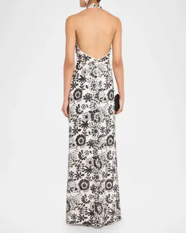 Ramy Brook Candice Floral Sequin Halter Gown | Thumbnail 2 Ramy Brook Candice Floral Sequin Halter Gown | Thumbnail 2