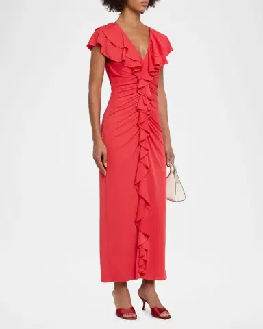 Cinq à Sept Tallis Ruffled V-Neck Maxi Dress | Thumbnail 3 Cinq à Sept Tallis Ruffled V-Neck Maxi Dress | Thumbnail 3