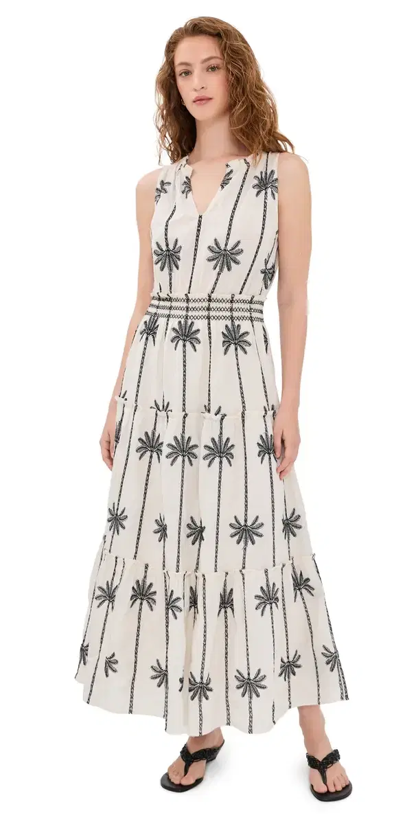 oulou Dress Embroidered Palms