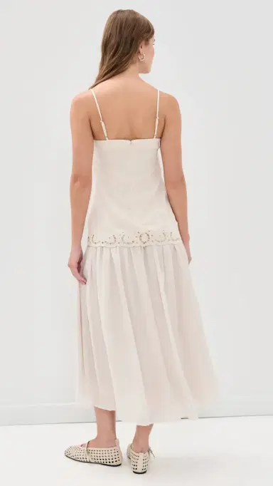 Moon River Spaghetti Strap Tube Top Midi Dress Cream | Thumbnail 3