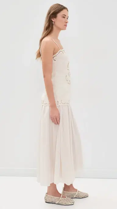 Moon River Spaghetti Strap Tube Top Midi Dress Cream | Thumbnail 4