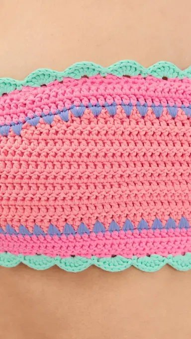 BEACH RIOT Rey Bikini Top Sea Breeze Crochet L | Thumbnail 6