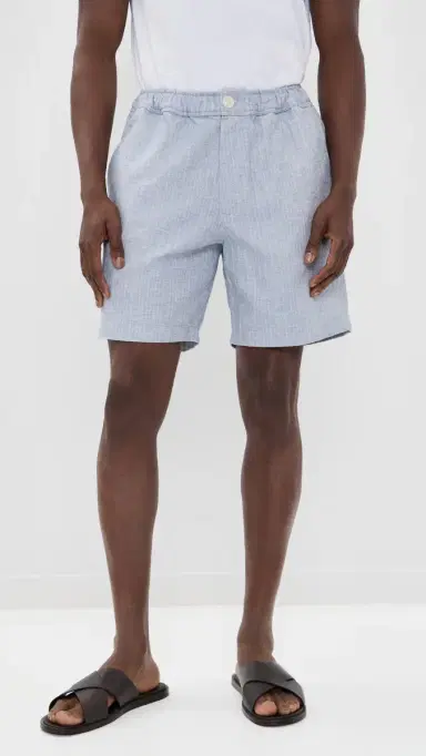 Wax London Kurt Cotton Linen Herringbone Shorts Light Blue 34 | Thumbnail 2