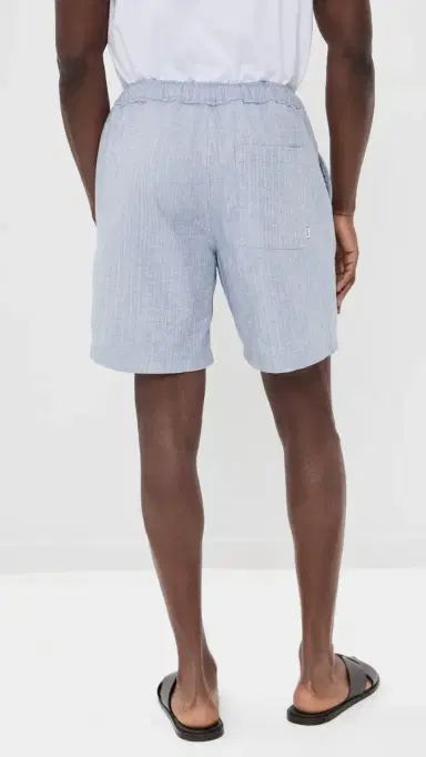 Wax London Kurt Cotton Linen Herringbone Shorts Light Blue 34 | Thumbnail 3