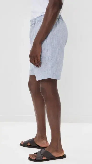 Wax London Kurt Cotton Linen Herringbone Shorts Light Blue 34 | Thumbnail 4