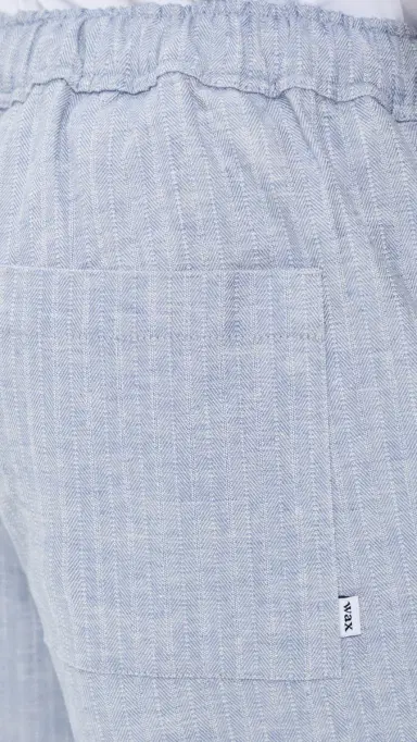 Wax London Kurt Cotton Linen Herringbone Shorts Light Blue 34 | Thumbnail 6