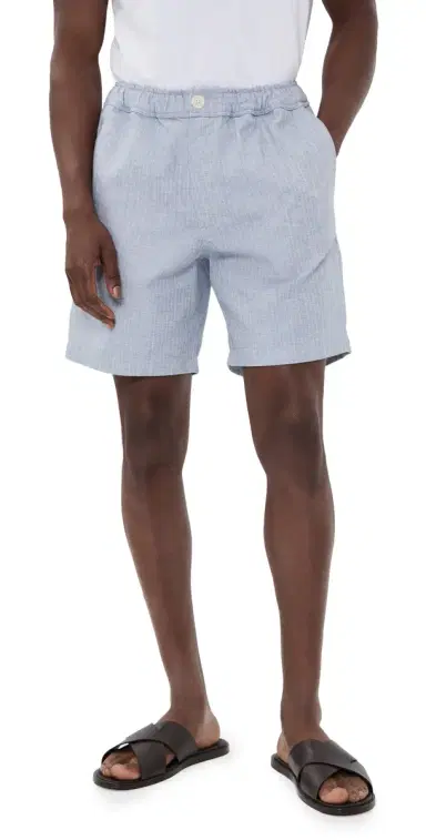 Wax London Kurt Cotton Linen Herringbone Shorts Light Blue 34 | Thumbnail 1