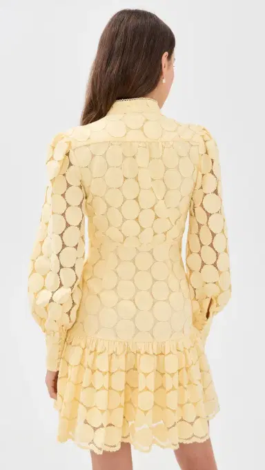 Bardot Remy Spot Lace Mini Dress Soft Yellow 2 | Thumbnail 3
