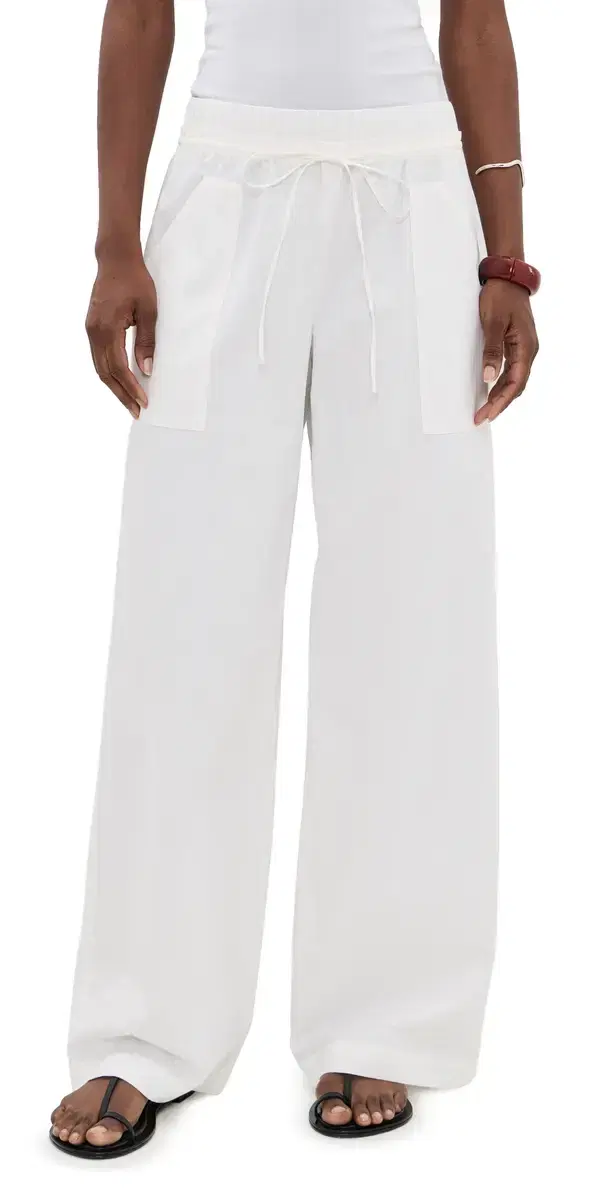 Vince id Rise Cotton Drawstring Pants Off White