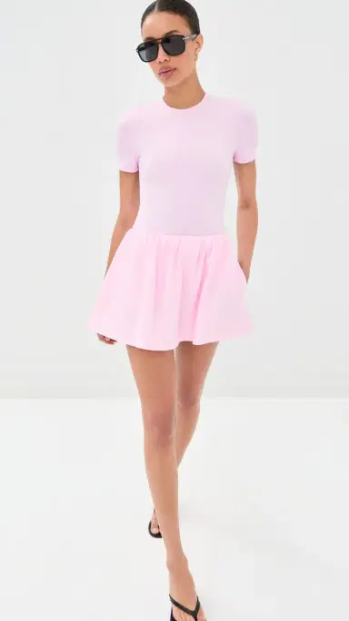 WARDROBE.NYC WARDROBE. NYC Ruched Mini Skirt Baby Pink | Thumbnail 5