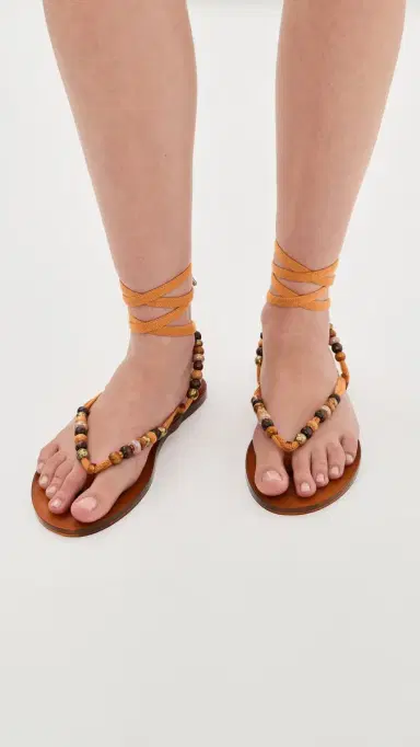 Ancient Greek Sandals Esther Bead Sandals Caramel 37 | Thumbnail 3