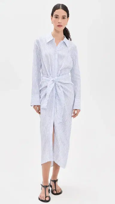 A.L.C. A. L.C. Mila Linen Dress White/Classic Blue | Thumbnail 2 A.L.C. A. L.C. Mila Linen Dress White/Classic Blue | Thumbnail 2