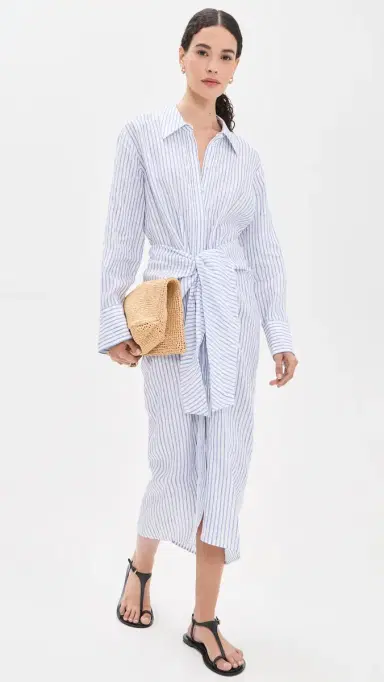 A.L.C. A. L.C. Mila Linen Dress White/Classic Blue | Thumbnail 5 A.L.C. A. L.C. Mila Linen Dress White/Classic Blue | Thumbnail 5