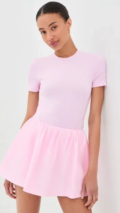 Wardrobe.NYC WARDROBE. NYC Opaque Tee Thong Bodysuit Baby Pink S | Thumbnail 2