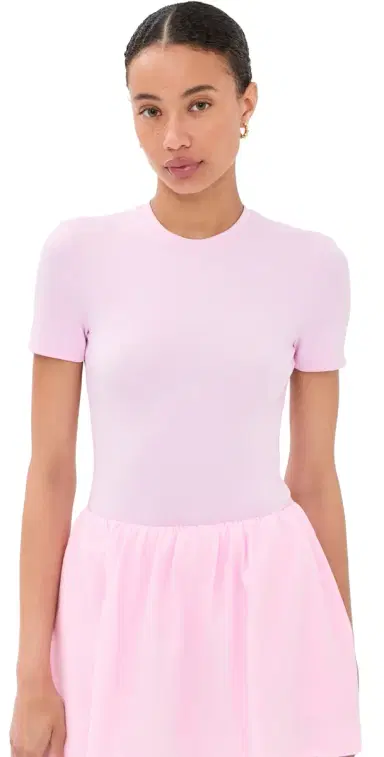 Wardrobe.NYC WARDROBE. NYC Opaque Tee Thong Bodysuit Baby Pink S | Thumbnail 1