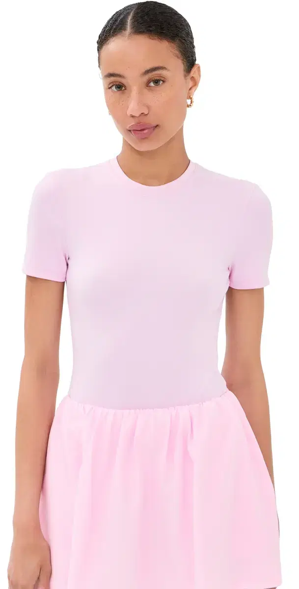 WARDROBE.NYC WARDROBE. NYC Opaque Tee Thong Bodysuit Baby Pink