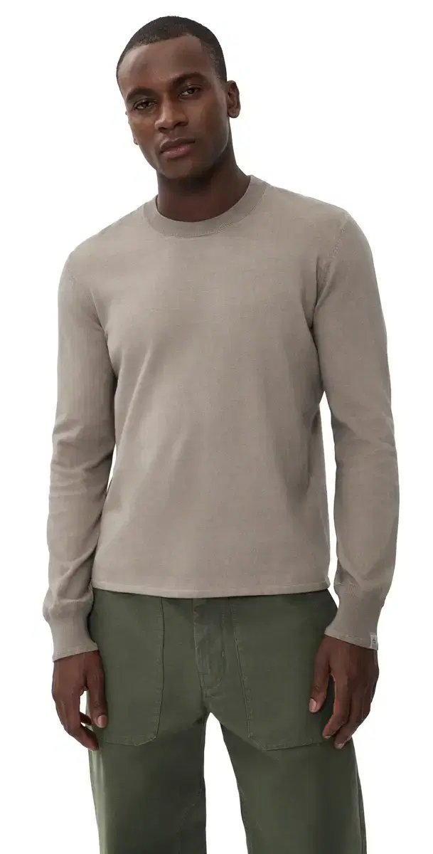 rag & bone Washed Supima Crew Sweater Gran