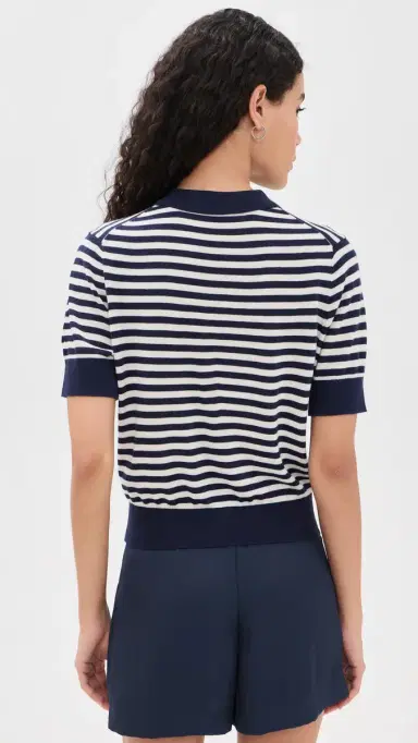 RENGGLI Stripe Knit Polo Midnight/Chalk | Thumbnail 3