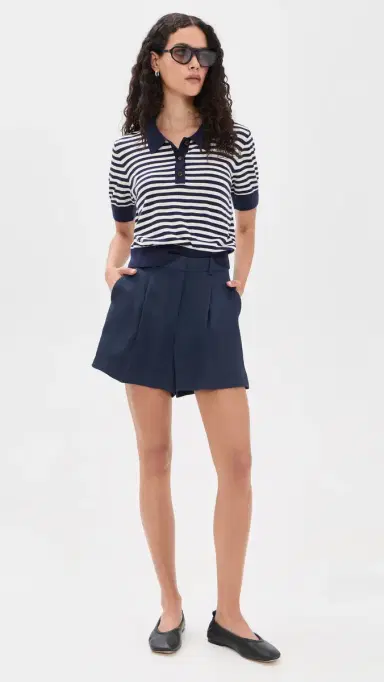RENGGLI Stripe Knit Polo Midnight/Chalk | Thumbnail 5