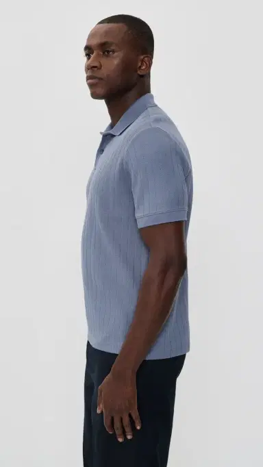 Vince Drop Needle tripe Polo Hawk Blue | Thumbnail 4 Vince Drop Needle tripe Polo Hawk Blue | Thumbnail 4