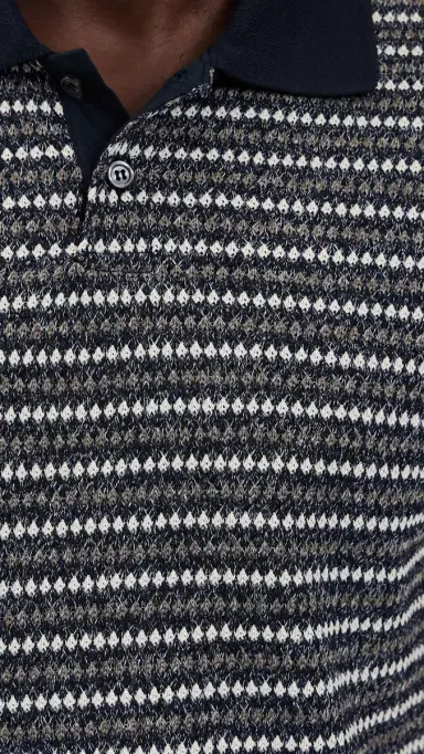 Les Deux Knitted Stripe Polo Dark Blue Night | Thumbnail 6