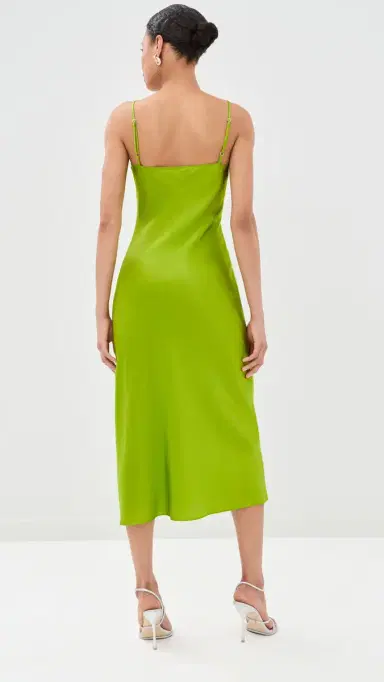 Sablyn Taylor V Neck Silk Dress Chartruese M | Thumbnail 3
