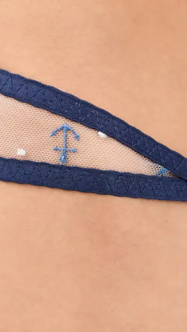 For Love & Lemons Kamara Thong Panties Navy | Thumbnail 5