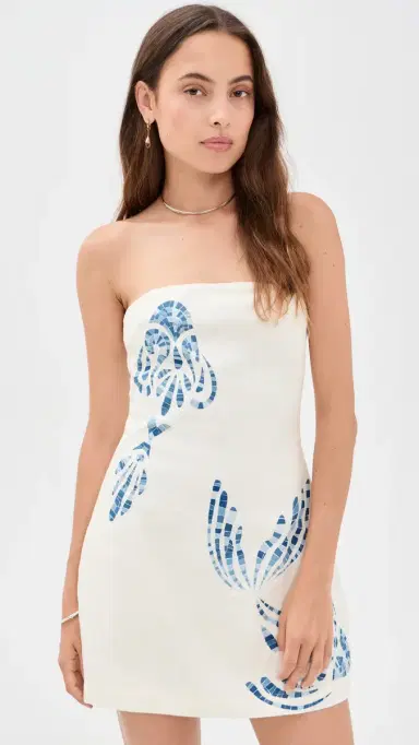 Shani Shemer Elowen Mini Dress Blue osaic Print | Thumbnail 2 Shani Shemer Elowen Mini Dress Blue osaic Print | Thumbnail 2