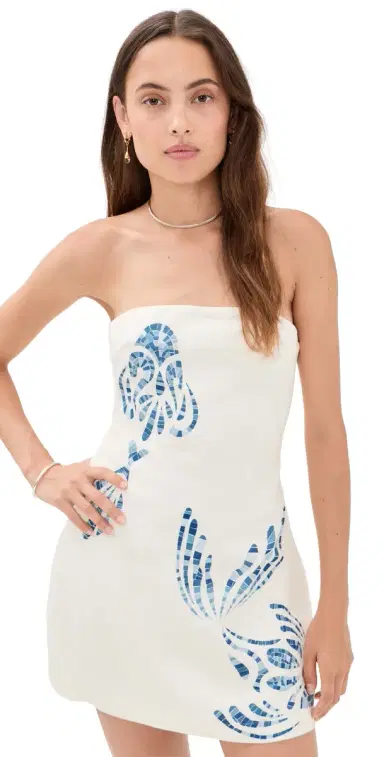 Shani Shemer Elowen Mini Dress Blue osaic Print | Thumbnail 1 Shani Shemer Elowen Mini Dress Blue osaic Print | Thumbnail 1