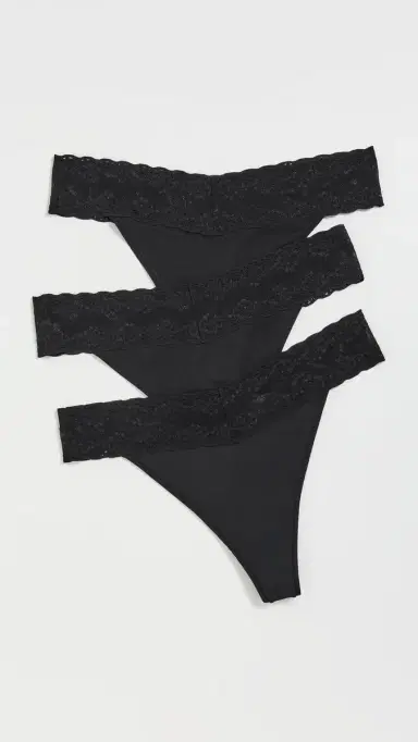 Natori Bliss Perfection One Size Classic Thong 3 Pack Black One Size | Thumbnail 2 Natori Bliss Perfection One Size Classic Thong 3 Pack Black One Size | Thumbnail 2