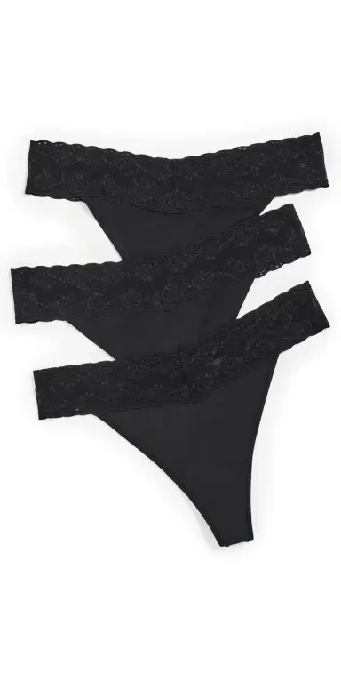 Natori Bliss Perfection One Size Classic Thong 3 Pack Black One Size | Thumbnail 1 Natori Bliss Perfection One Size Classic Thong 3 Pack Black One Size | Thumbnail 1