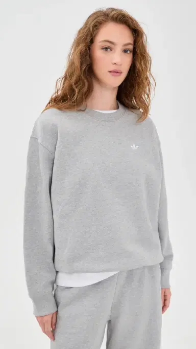 Adidas Essential Fleece Crew Sweatshirt Medium Grey Heather M | Thumbnail 2 Adidas Essential Fleece Crew Sweatshirt Medium Grey Heather M | Thumbnail 2