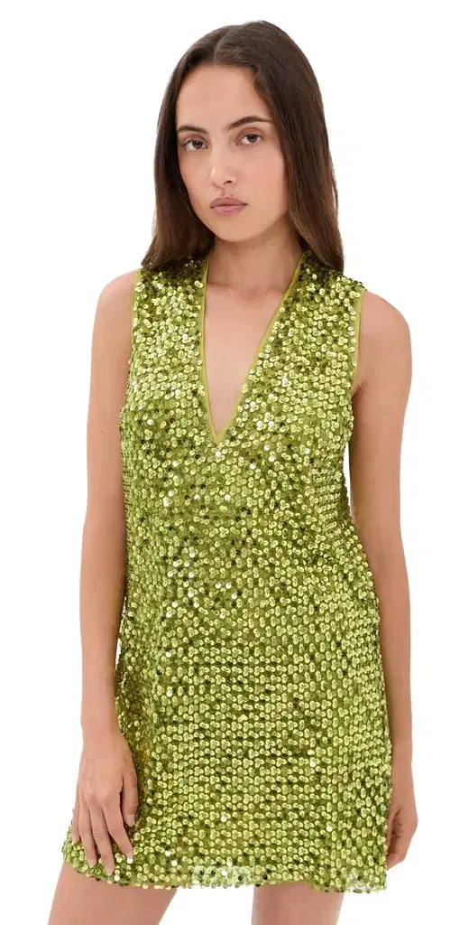 SIMONMILLER Fountain Sequin Dress Metallic Pear