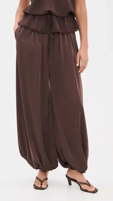 Bardot Nikola Satin Balloon Pants Dark Choco 6 | Thumbnail 2