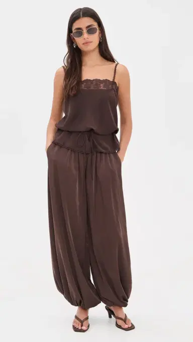 Bardot Nikola Satin Balloon Pants Dark Choco 6 | Thumbnail 5
