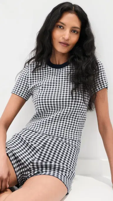 LE BOP Gingham Knit Tee Midnight/White L | Thumbnail 2