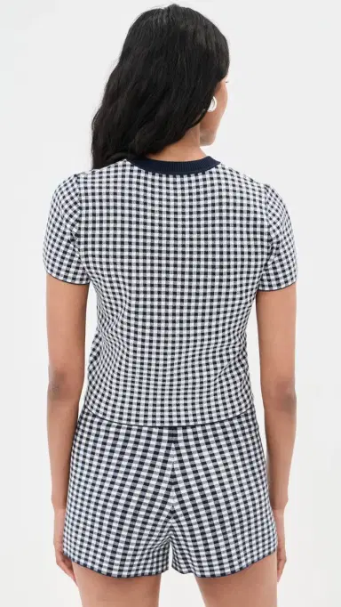 LE BOP Gingham Knit Tee Midnight/White L | Thumbnail 4
