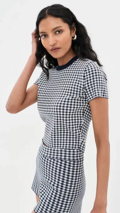 LE BOP Gingham Knit Tee Midnight/White L | Thumbnail 5