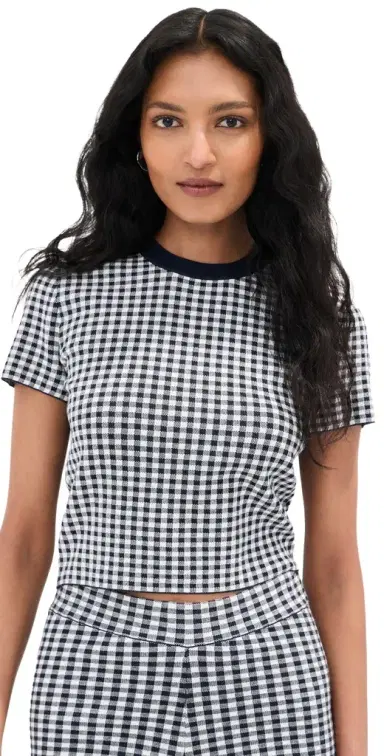 LE BOP Gingham Knit Tee Midnight/White L | Thumbnail 1
