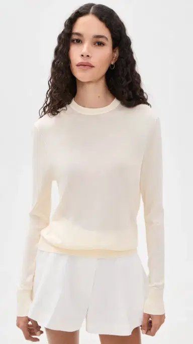 Renggli Silk Cashmere Blend Crew Neck Sweater Flat White | Thumbnail 2
