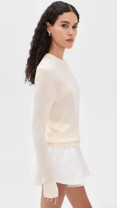 Renggli Silk Cashmere Blend Crew Neck Sweater Flat White | Thumbnail 4