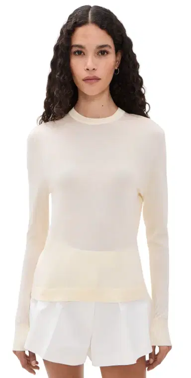 Renggli Silk Cashmere Blend Crew Neck Sweater Flat White | Thumbnail 1