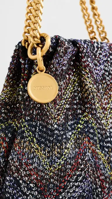 Missoni Caperdon Drawstring Chain Pouch Handbag Sequins Yellow Brown One Size | Thumbnail 5