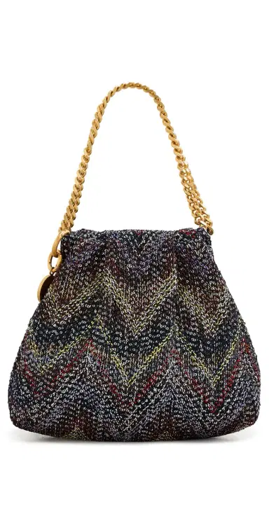 Missoni Caperdon Drawstring Chain Pouch Handbag Sequins Yellow Brown One Size | Thumbnail 1