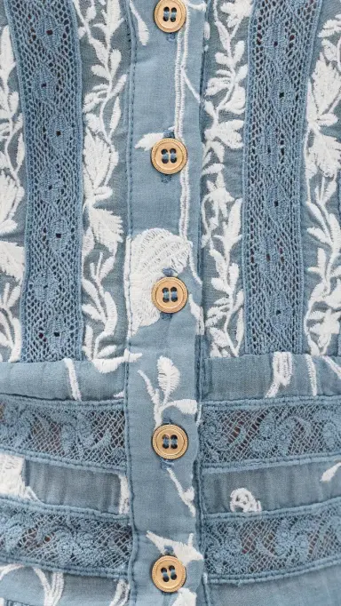 Alice + Olivia Kathryn Embroidered Blouse Deep Denim Blue/Vanilla L | Thumbnail 6 Alice + Olivia Kathryn Embroidered Blouse Deep Denim Blue/Vanilla L | Thumbnail 6
